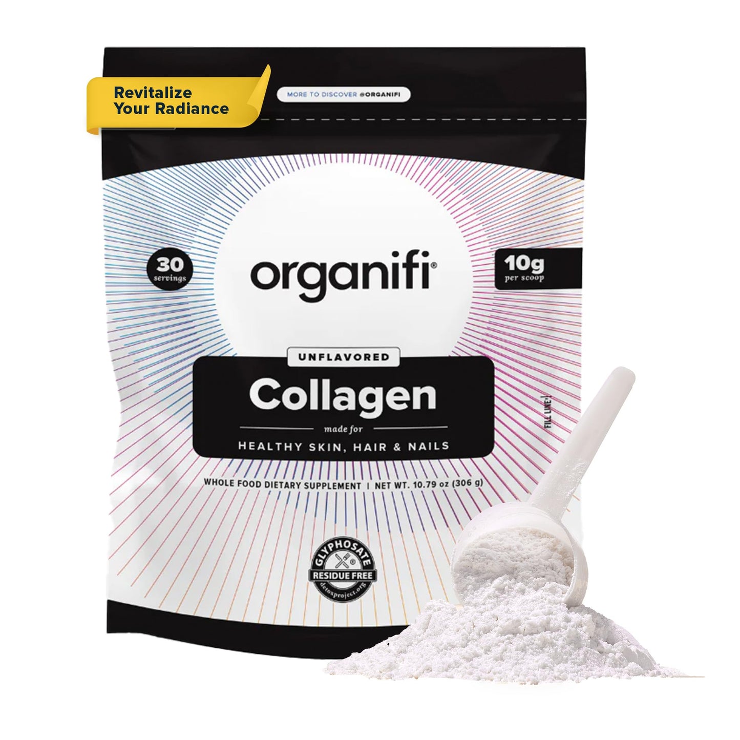 Organifi Collagen Powder - Fuller Hair Stronger Nails and Radiant Skin - Replenish and Rebuild Your Body - Gluten-Free Dairy-Free and Soy-Free Hydrolyzed Multi Collagen Peptides 30 Servings