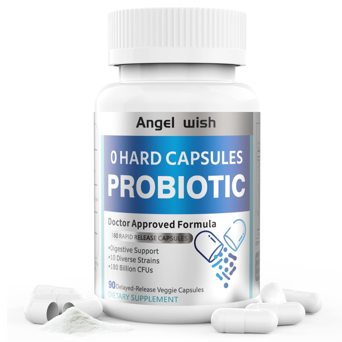 Prebiotics-Probiotics Nutritional-Supplements Women-Men 90Count - 180 Billion CFUs Probiotic Capsules Daily Prebiotic Supplement for Digestive Immune Health Support