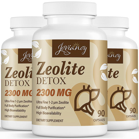 Jovianoy 2300 MG Zeolite Detox Capsules Organic Activated Charcoal Bentonite Clay 1-2 µm Clinoptilolite Maximum Absorption Gut Liver Detox Cleanse Full Body for Women Men 270 Capsules