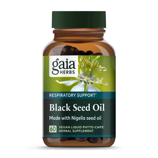 Gaia Herbs Black Seed Oil - Cold-Pressed Capsules for Lung Respiratory and Antioxidant Support - with Organic Nigella Seed Oil - Herbal Supplement - 60 Vegan Liquid Phyto-Capsules (30-Day Supply)