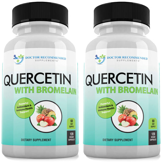 DOCTOR RECOMMENDED SUPPLEMENTS Quercetin 800mg w/Bromelain 165mg Per Serving- 120 Veggie Capsules-Full 60 Day Supply Vitamin Supplement & Bioflavonoids Gluten Free Non-GMO (Pack of 2)