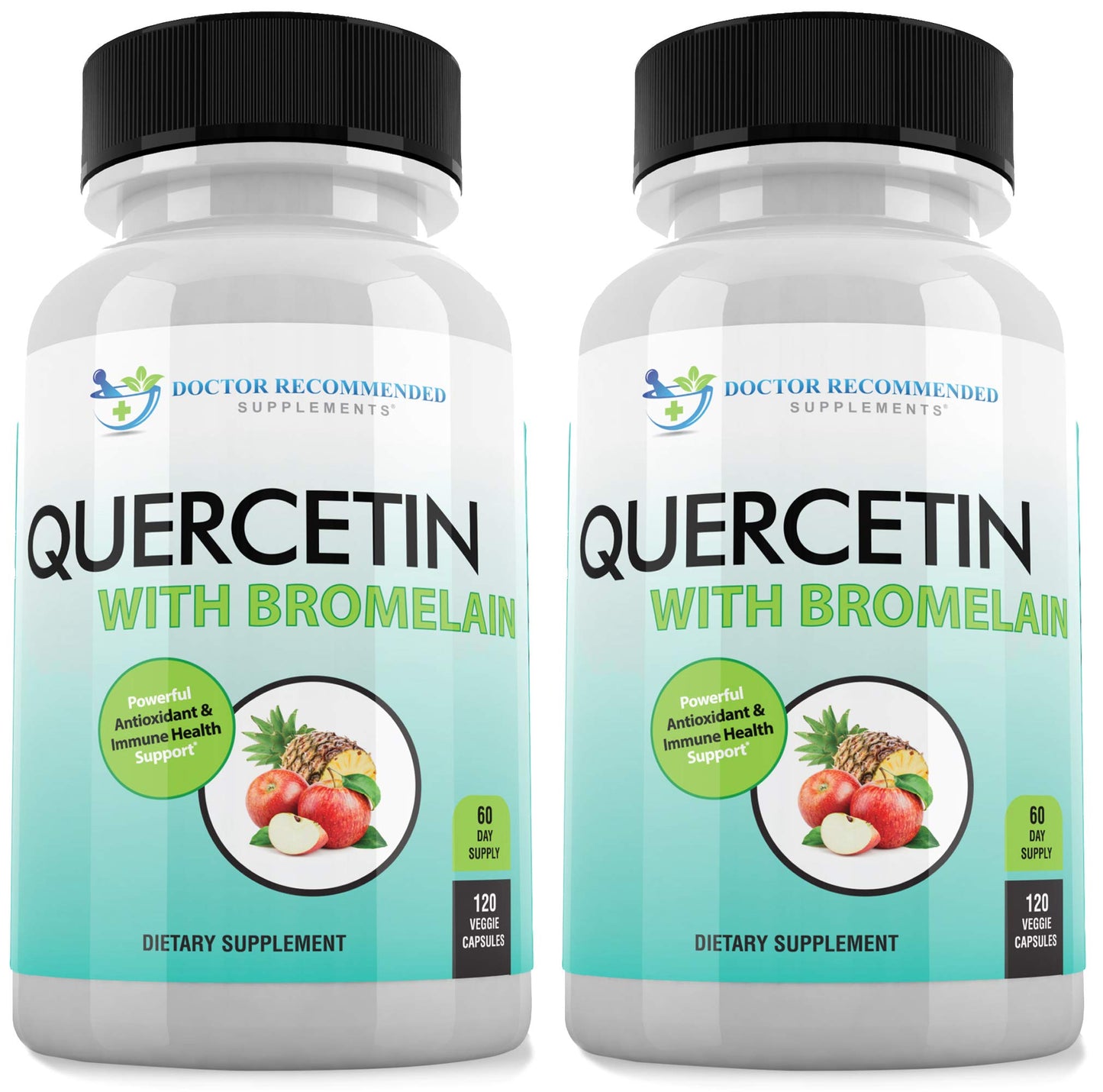 DOCTOR RECOMMENDED SUPPLEMENTS Quercetin 800mg w/Bromelain 165mg Per Serving- 120 Veggie Capsules-Full 60 Day Supply Vitamin Supplement & Bioflavonoids Gluten Free Non-GMO (Pack of 2)