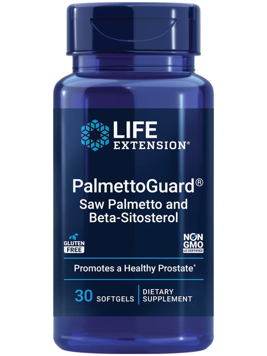 Life Extension PalmettoGuard Saw Palmetto & Beta-Sitosterol – Supports Healthy Prostate Function & Hormone Metabolism Health – Supplements for Men - Gluten-Free Non-GMO – 30 softgels