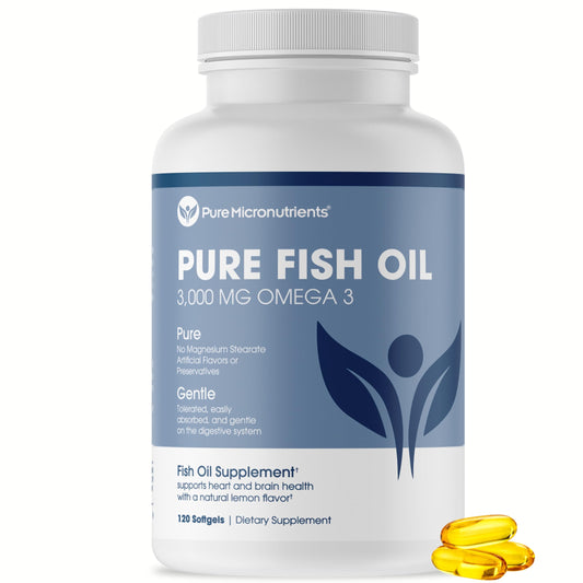 Pure Micronutrients - Omega 3 Fish Oil Supplement EPA/DHA Fatty Acids 3000mg Triple Strength Burpless Fish Oil Supplements with Lemon - Heart Eye Brain & Immune Support - 120 Softgels